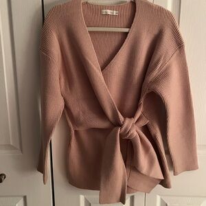 Pink V-Neck Wrap Sweater